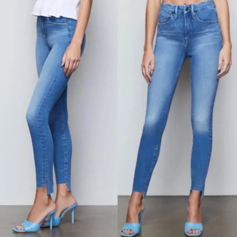 Good American Good Waist Step Hem Skinny Jeans Indigo 435  GWSH367T  size 8  29
